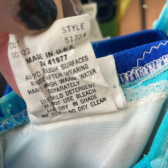 70s DeWeese Swimsuit blue scallop one piece size 10 - Picture 7 of 10